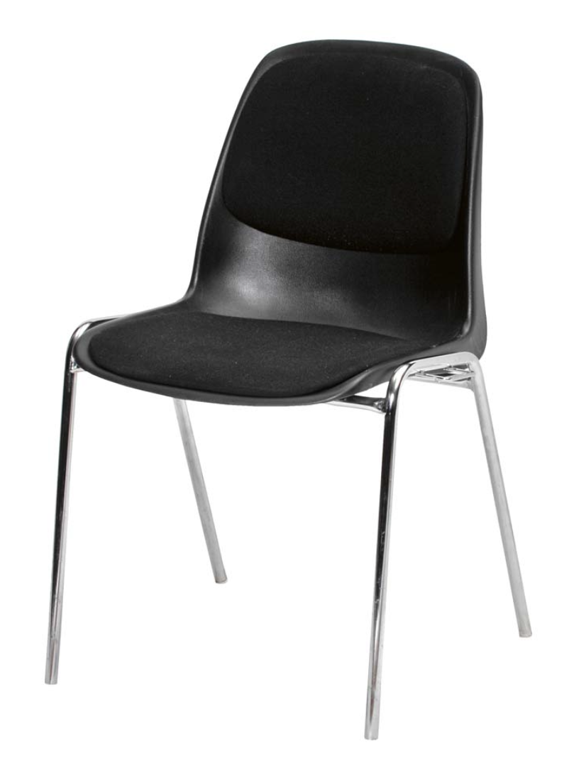 Formschalenstuhl gepolstert mit Haken, schwarz*